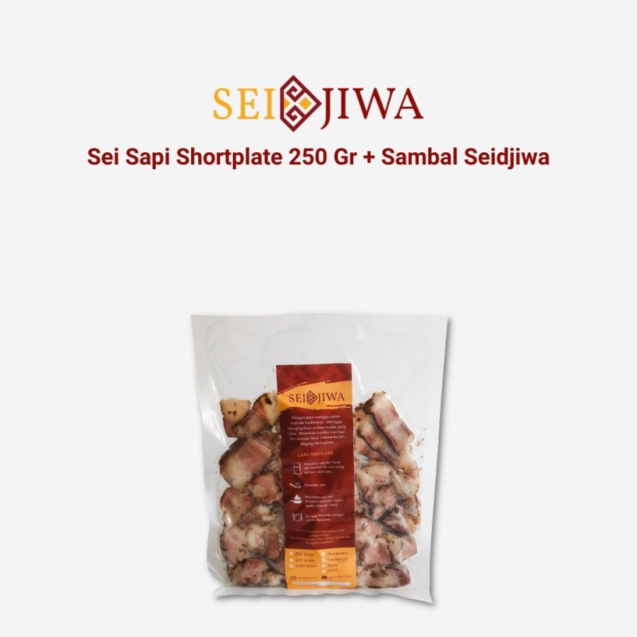 

Sei Sapi Shorplate (dengan lemak) 250gr + Sambal Seidjiwa