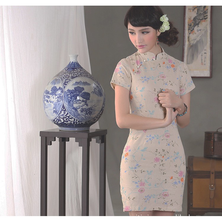 Flower Cheongsam Dress | Baju - JCS9794