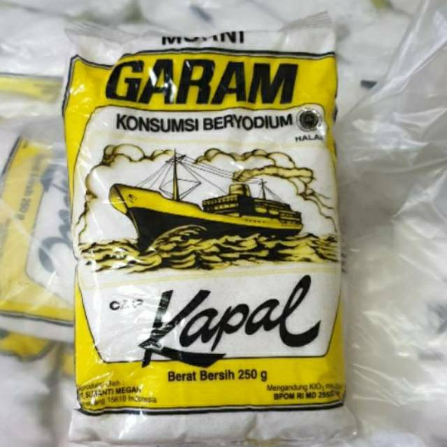 Garam Cap Kapal Beryodium | Yodium Anti Gondok Bumbu Masak | 250 Gram