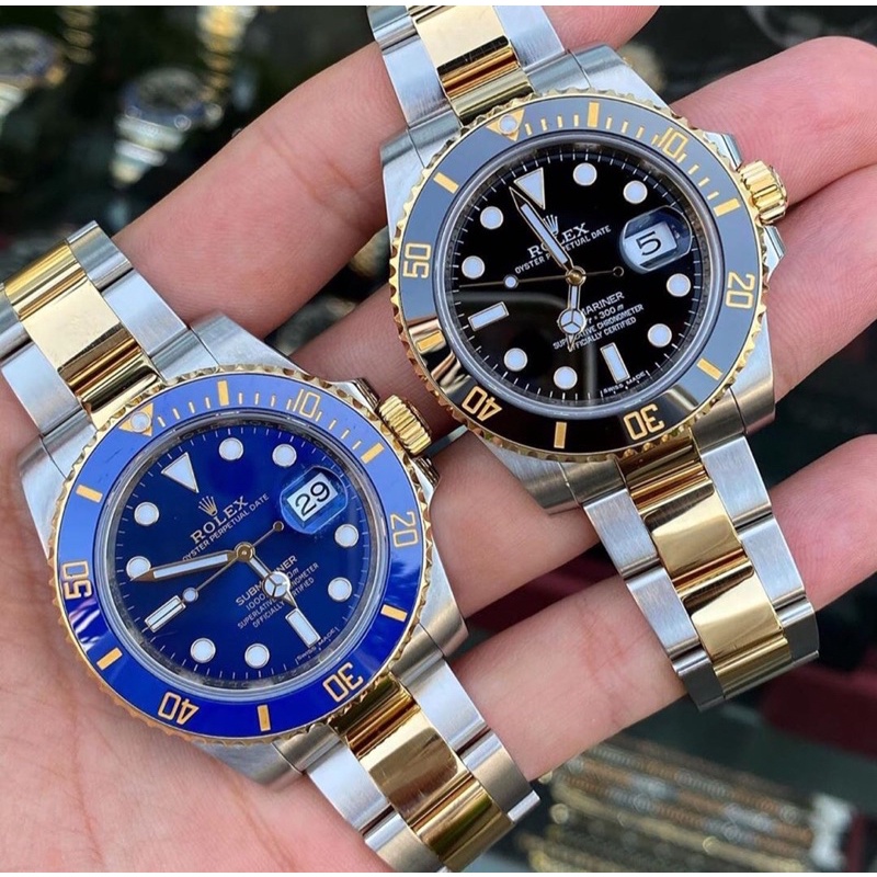 Jam Pria Rolex Submariner Blue Black Automatic Swiss Mido Clone FullSet