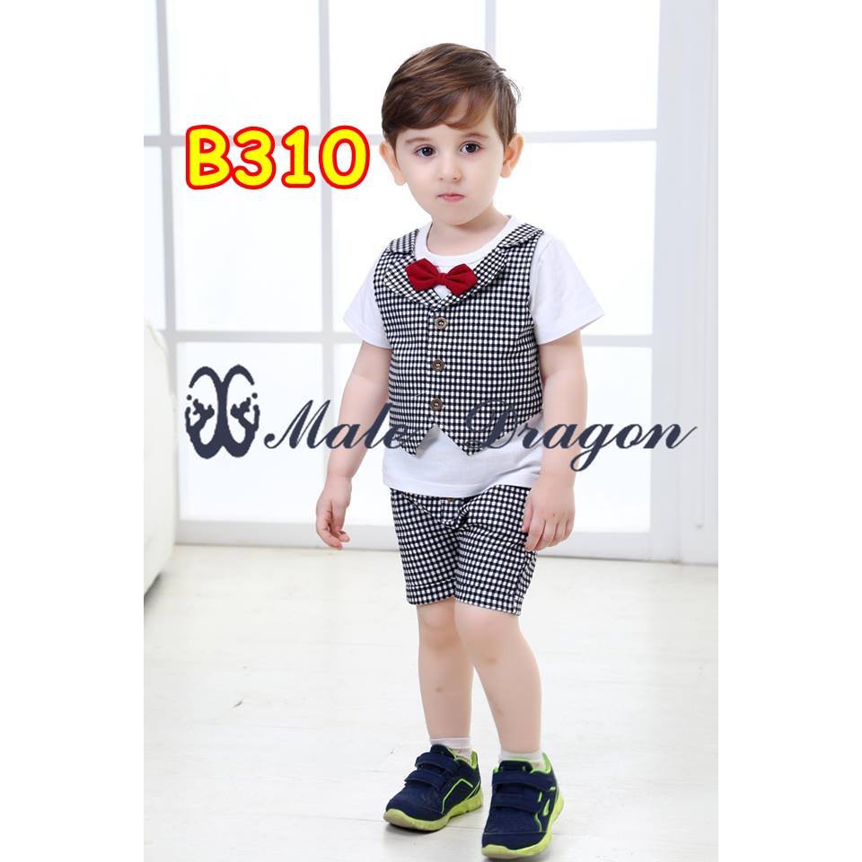 B310 SETELAN BAJU ANAK PENDEK MALE DRAGON