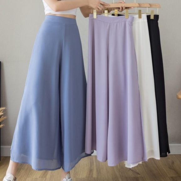 【Blossom】Korean Solid High Waist Wide Leg Pants 7262