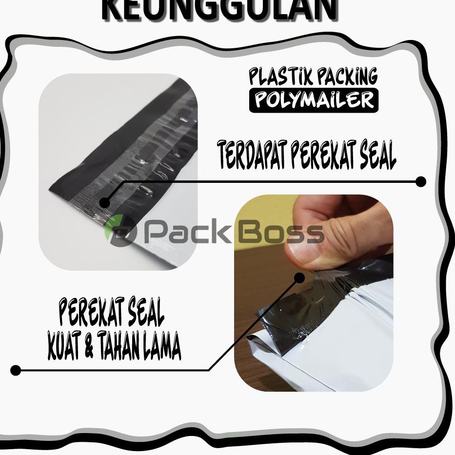 

『LARIS』 POLYMAILER PACKBOSS 17x30 ISI ±100 LEMBAR, TEBAL, KUALITAS BOSS, HARGA DIJAMIN TERMURAH