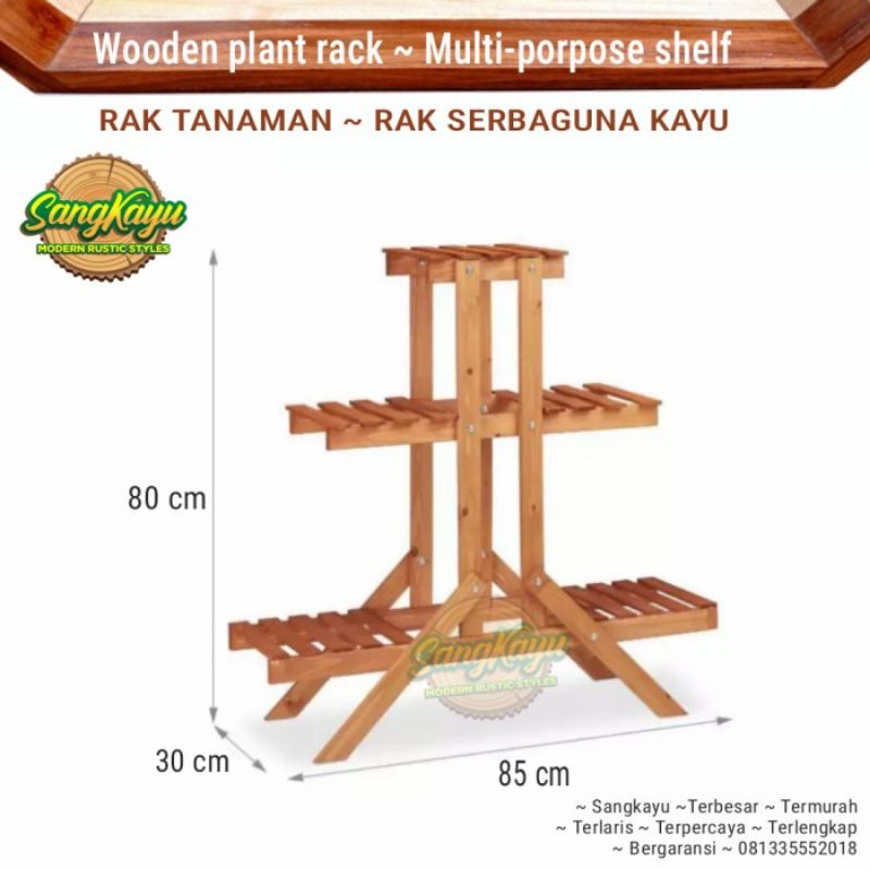 Rak susun kayu rak serbaguna rak tanaman hias rak pot bunga rak kayu