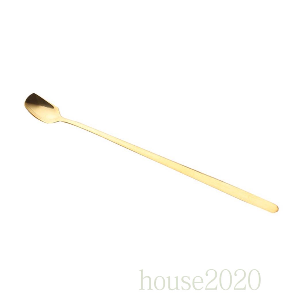 [HOUSE2020]Long Handle Iced Tea Coffee Ice Cream Spoon Stainless Steel Milk Cold Drink Stirring Spoons