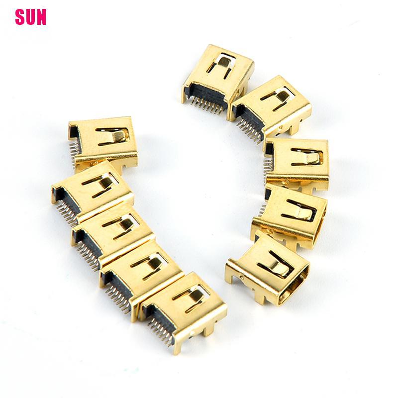 (Bf) 10pcs / 100pcs Konektor Soket Pcb Smt Mini Usb 8 Pin Female