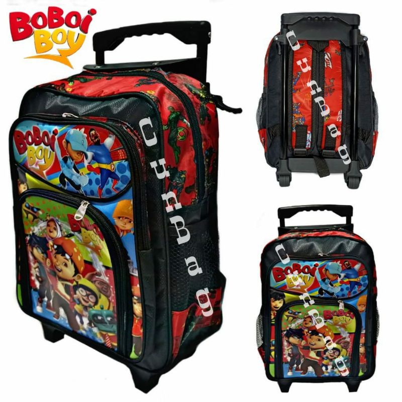 Tas Sekolah Troli Boboiboy / Ransel Troli Anak SD / Tas Dorong / Tas Sekolah Anak