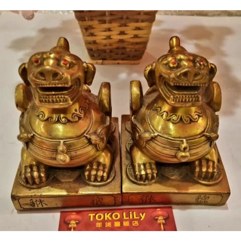 Figurine Feng Shui PiXiu / Miniatur Tembaga PiXiu / Dekorasi Pajangan Mytical Feng Shui