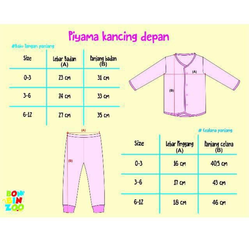 Setelan Panjang Nature Series 0M - 3Y Bonbinzoo Piyama Panjang Anak Kancing Depan Pundak Motif Alam Adem Nyaman CBKS