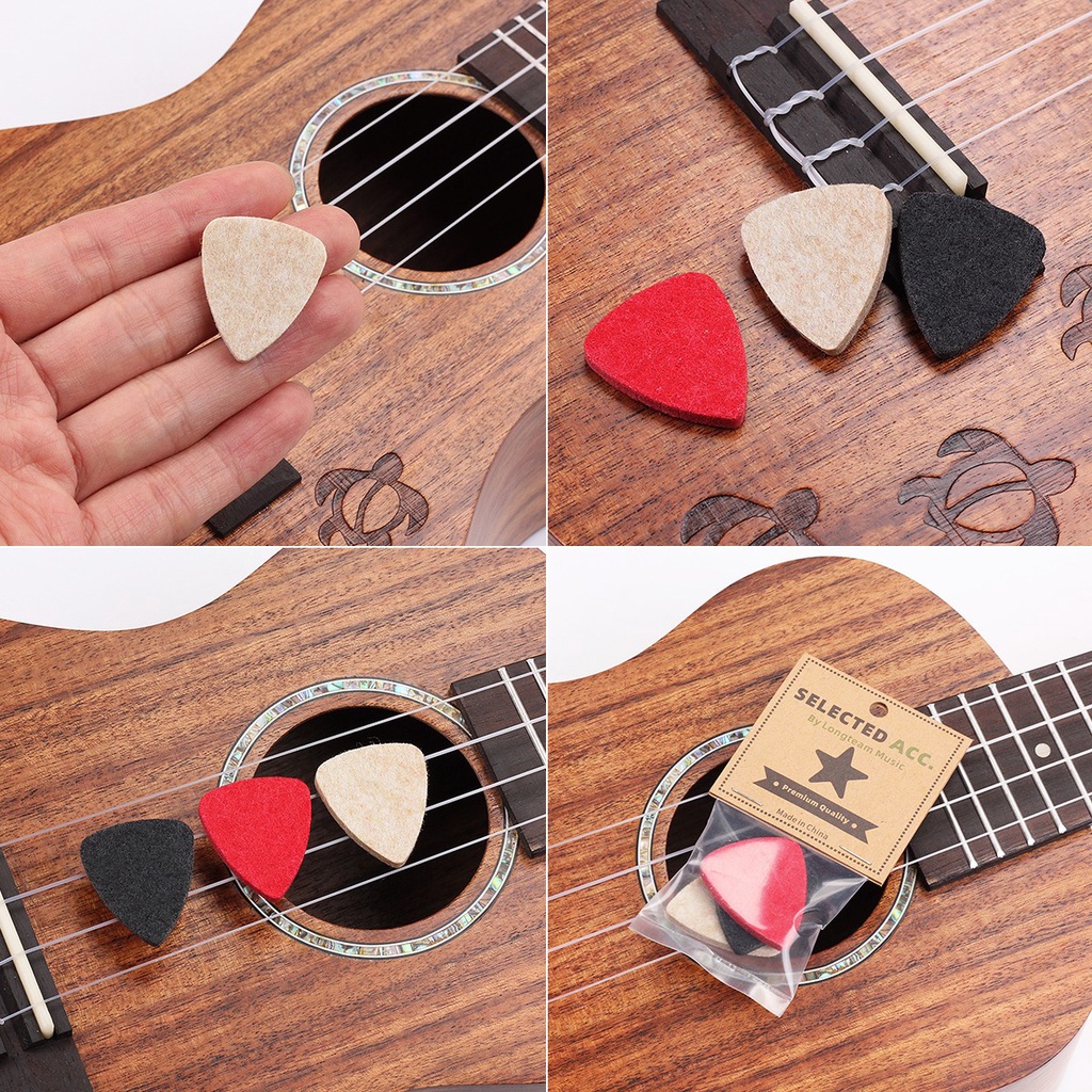 3pcs Pick Plectrum Ukulele Soprano Tenor Bahan Felt Lembut Ukuran 21 / 23 / 26 Inch Untuk Konser