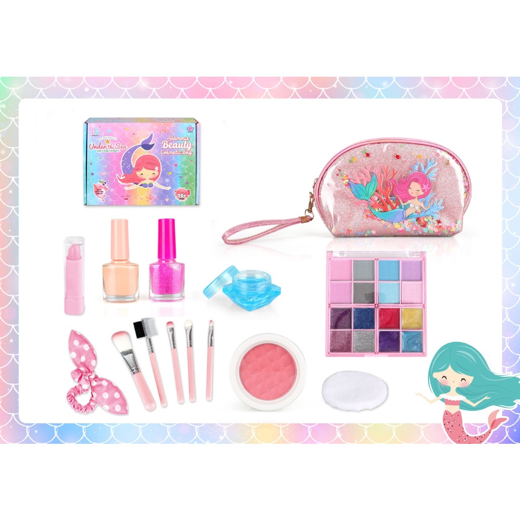 Tempat Kosmetik Anak Mainan Make Up Anak Kado Anak Perempuan Cewek Children Pretend Plays Make Up Kit Set