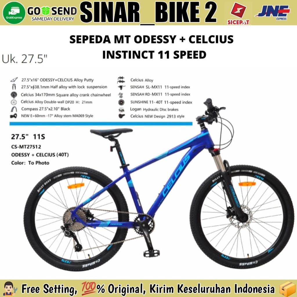 Sepeda Gunung 27,5 MTB CELCIUS ODESSY INSTINCT Alloy 11 Speed Hidrolik