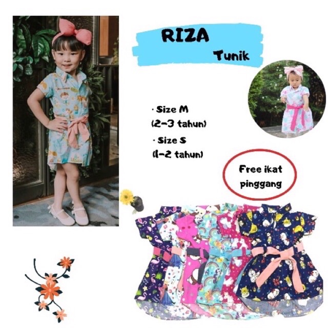 Dress Riza tunik anak bahan katun bisa untuk kemeja atasan atau dress ya untuk anak usia 1-4 tahun