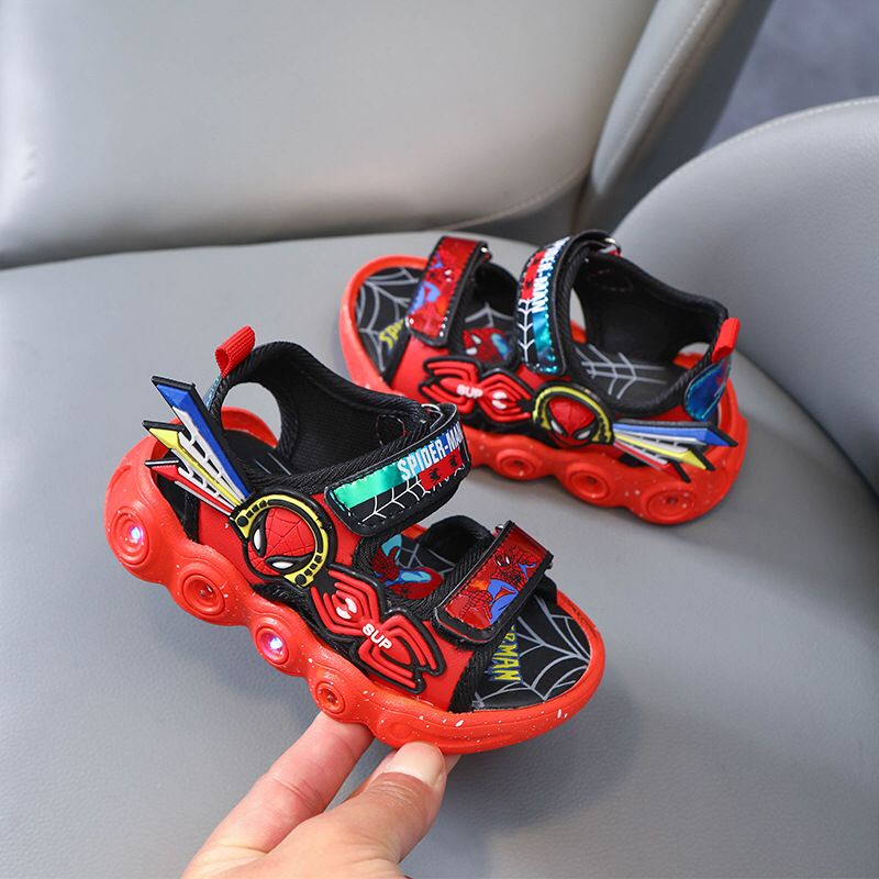 (LOLI-JKT) SD-911 SANDAL LED ANAK MODEL SPIDERMAN VELCRO SIZE 22-31