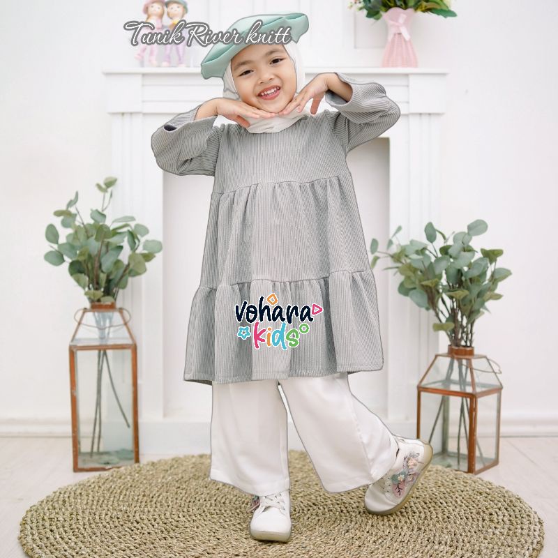 Tunik River Knit 3-9 Tahun Tunik Anak Premium Vohara Dress River Knit kekinian Dress Anak Viral