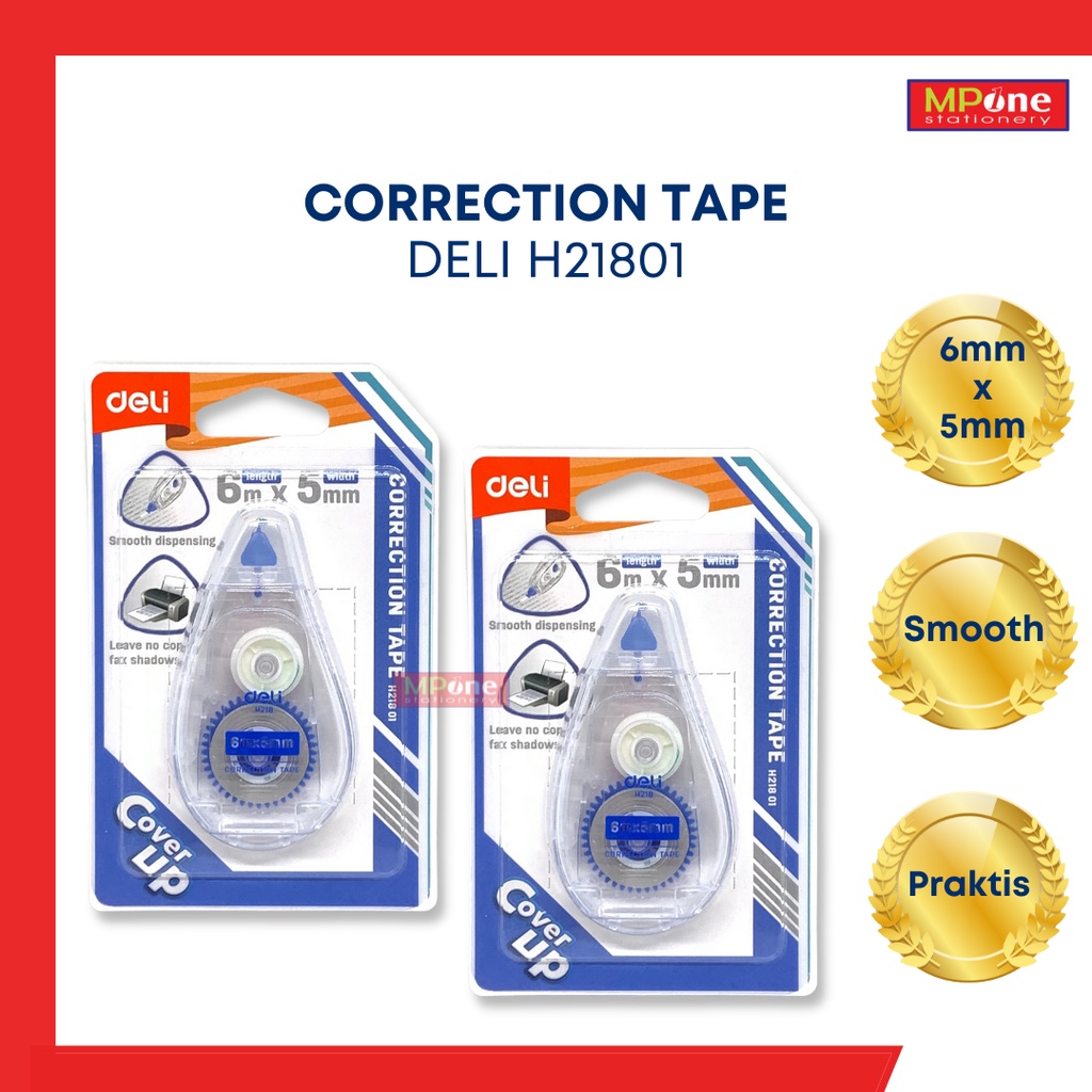 

Correction Tape Deli / Correction Tape Deli 6mm x 5mm / Tip X Kertas H21801