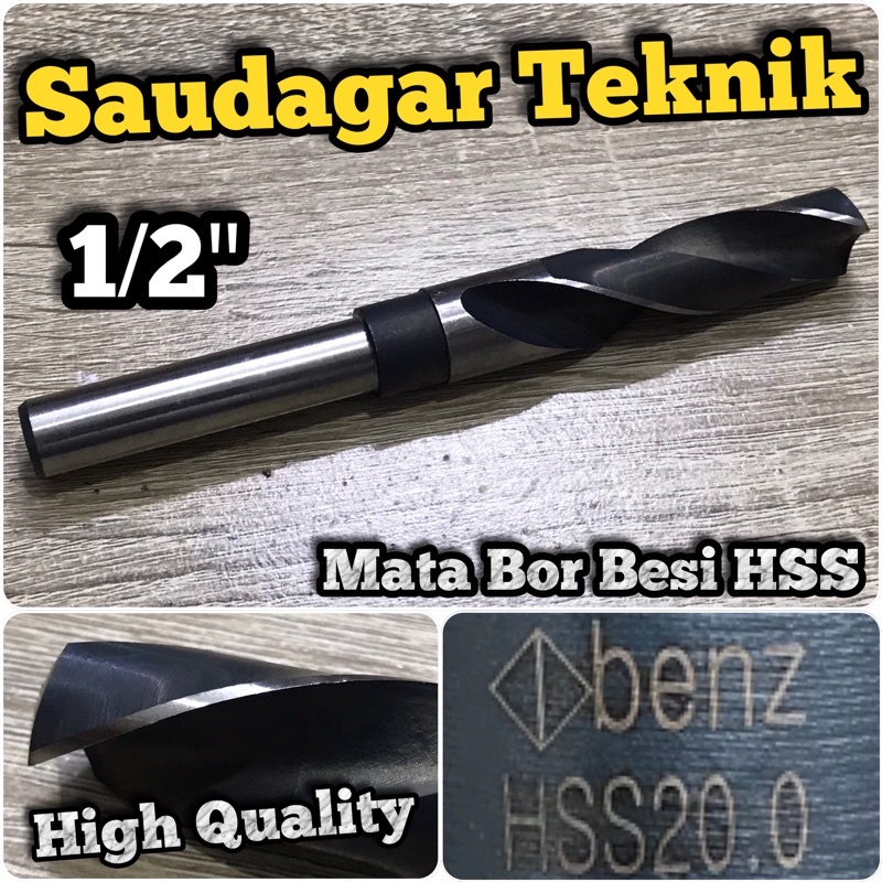 Mata Bor Besi 20 mm Untuk Mesin Bor Tangan Reduced Shank 1/2&quot; 20mm