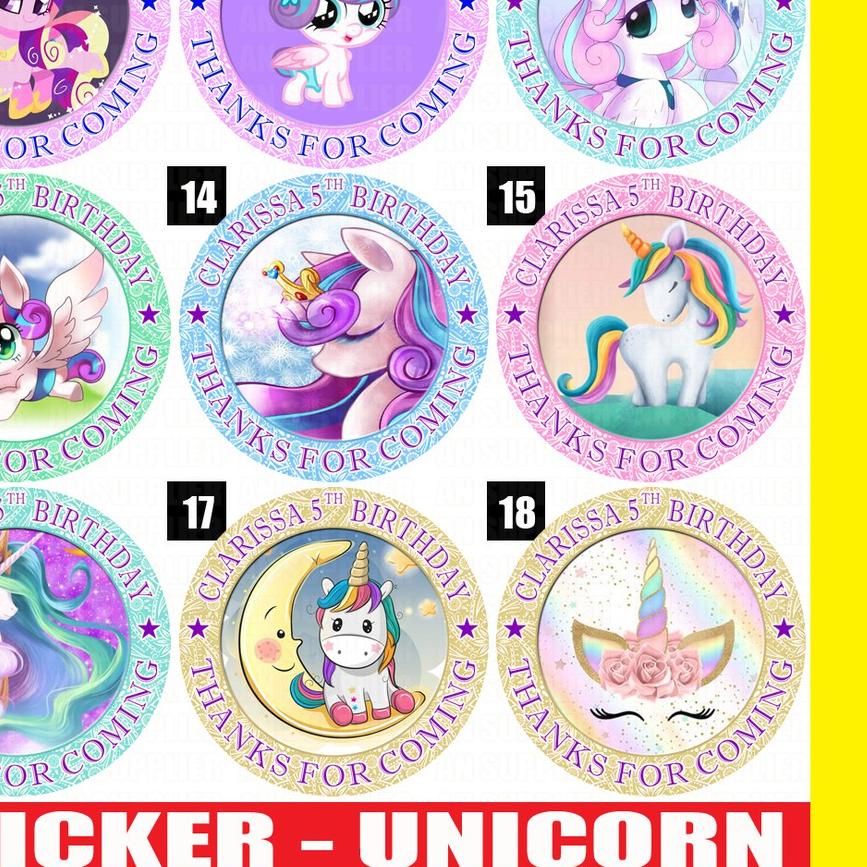 

2.2 COD 60 STIKER LABEL BAG / KUE / SOUVENIR ULTAH ULANG TAHUN - UNICORN #murah
