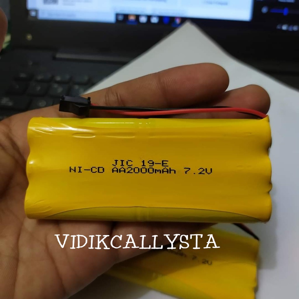 Baterai NiCd RC AA 2000mAh 7.2V Socket Hitam isi 6