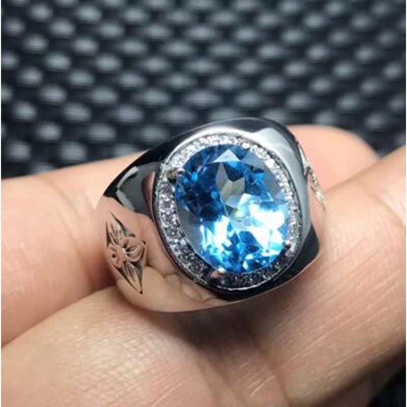 Cincin Batu pato Biru Alami Gaya Kasual Untuk Pria Dan Wanita