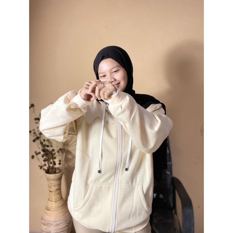 Hoodie Zipper Polos M-L-XL | Korean Style Jumper | Pakaian Wanita Dan Pria | Bahan Fleece | Allsize