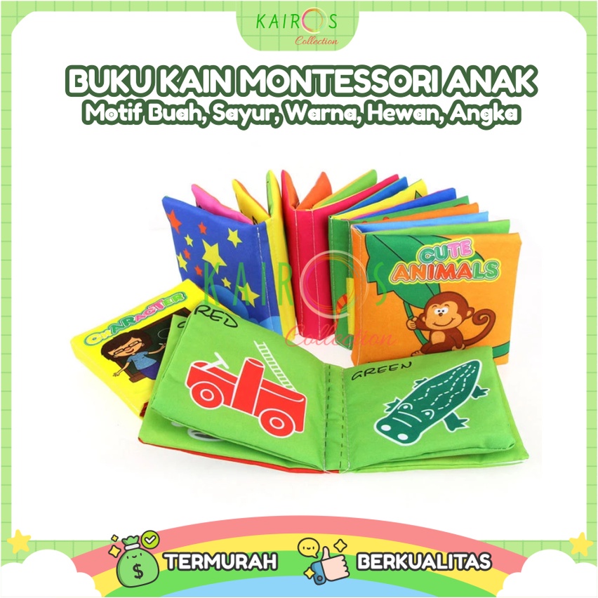 Buku Edukasi Anak Belajar Mengenal Huruf, Angka, Warna, Hewan, Buah, Sayur Soft Book Buku Kain