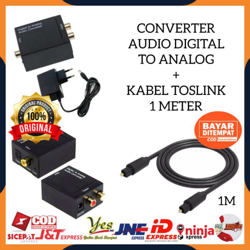 [COD] PAKET KONVERTER CONVERTER AUDIO DIGITAL TO ANALOG SPDIF OPTICAL KE ANALOG RCA + KABEL OPTIK OPTICAL AUDIO VENTION 1 METER / BISA UNTUK KE AMPLIFIER SPEAKER AKTIF ORIGINAL