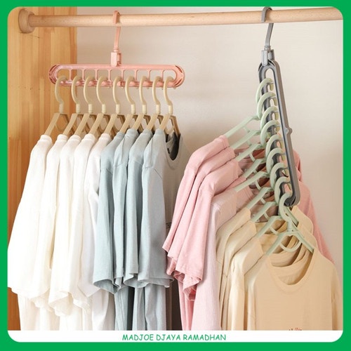 Magic Hanger Gantungan Baju Organizer 9 Lubang Penghemat Space Lemari Pakaian Gantungan Pakaian Celana Topi Tas Holder baju