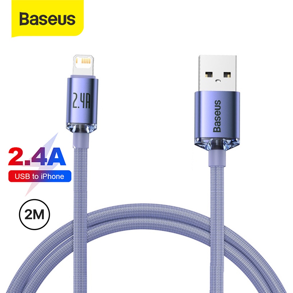 Baseus Crystal Shine Kabel Data iPhone Cable USB to Lightning Fast Charging 2.4A  2M