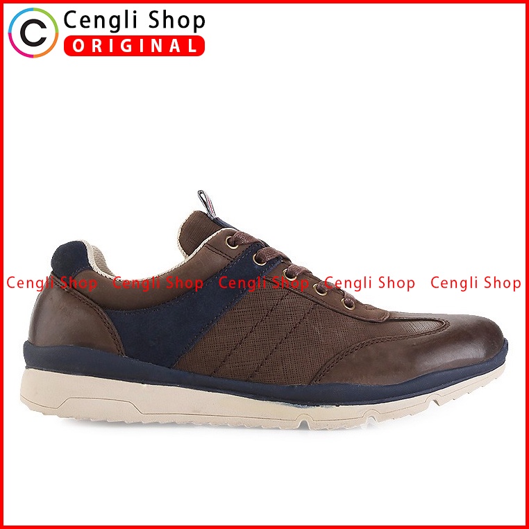 SEPATU SNEAKER JIM JOKER PRIA ORIGINAL CASUAL KULIT ASLI COKLAT JJ23