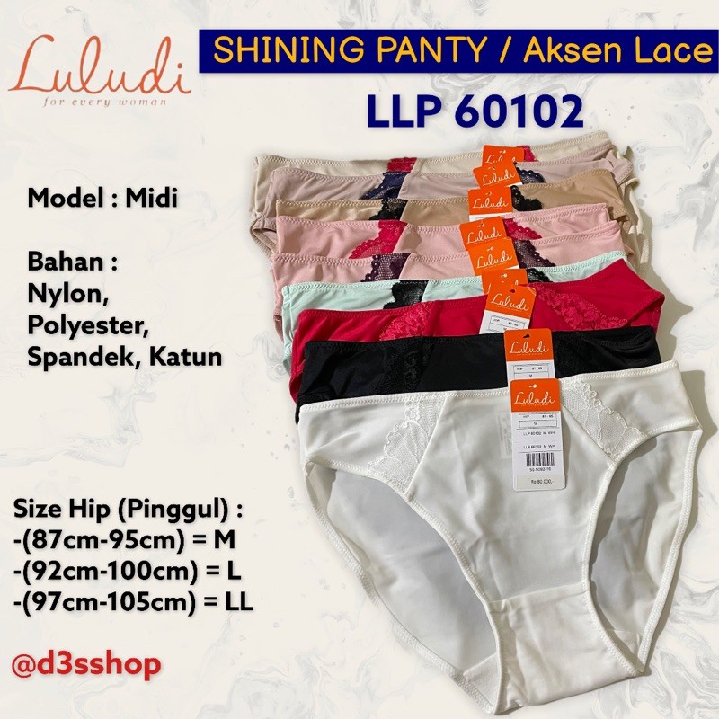 Luludi By Wacoal Midi Panty Shiny aksen Lace LLP 60102 / Celana Dalam Wanita