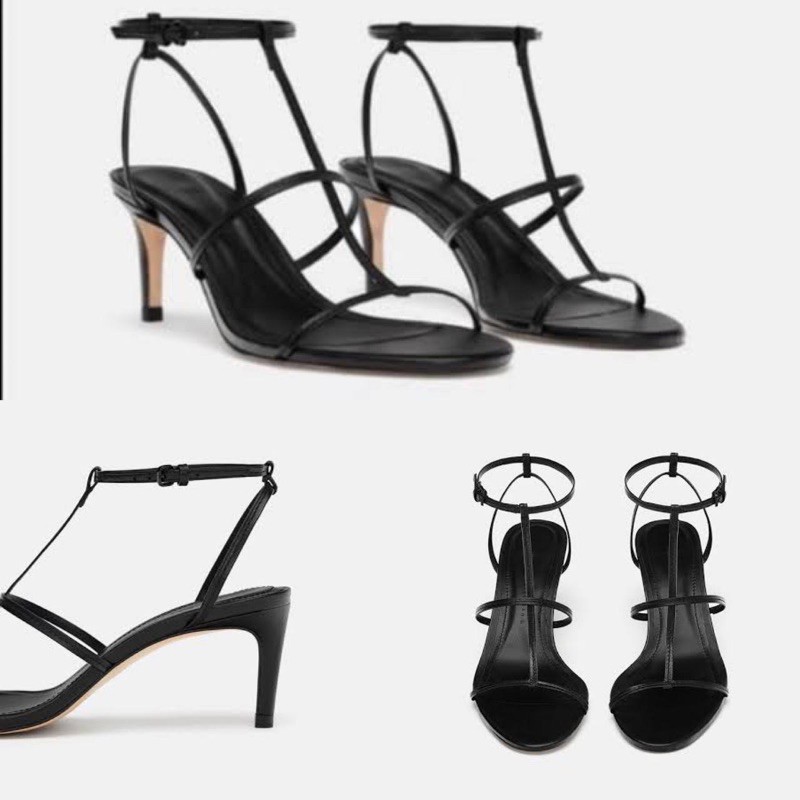 ZARA leather strappy heel sandals • real leather