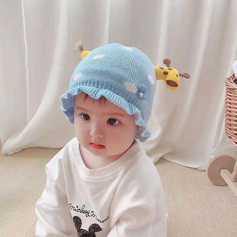 Topi Kupluk Casual Bayi Topi Anak MOTIF POLKADOT JERAPAH