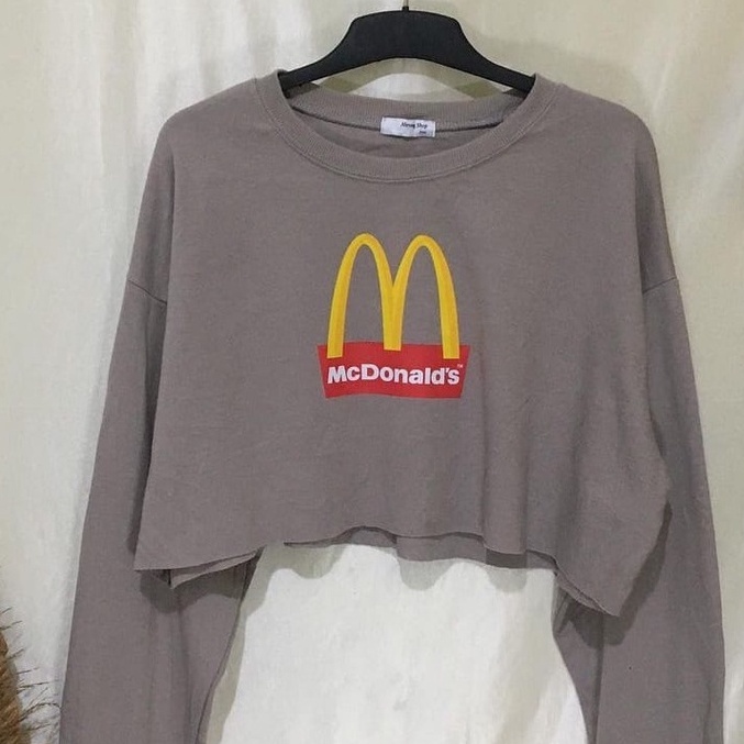 McDonald's Croope sweater crewneck wanita casual - sweater crope wanita