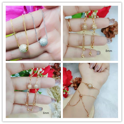 Set Perhiasan Xuping Permata Kalung/Gelang/Anting Lapis Emas