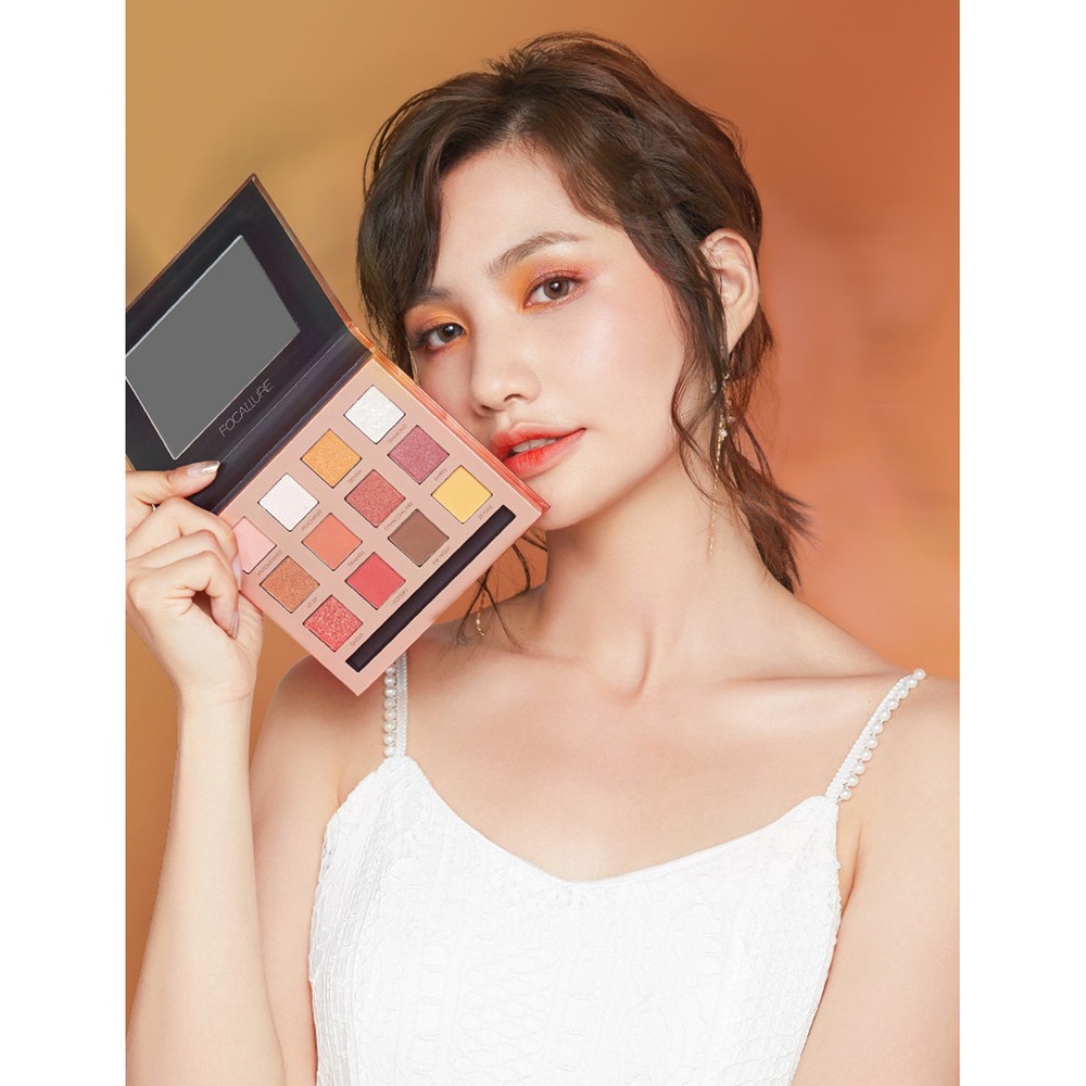 ❤ BELIA ❤ FOCALLURE Eyeshadow Palette SUNSET 12 Shade Warna FA50 | Shimmer Glitter Waterproof Smudgeproof | BPOM