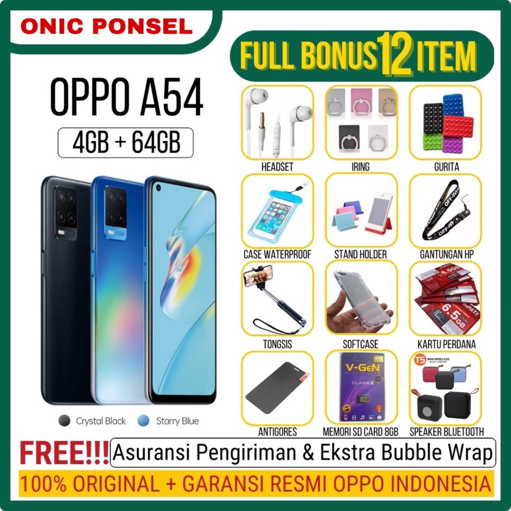 HP OPPO A54 RAM 4GB/64GB GARANSI RESMI 1 TAHUN