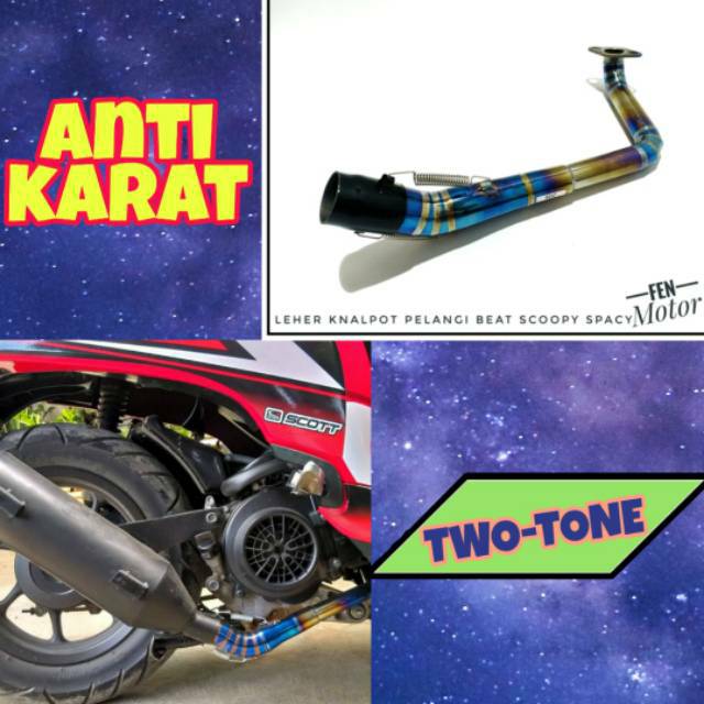 Leher Knalpot Stenlis Two tone anti karat Beat - Scopy - Beat F1 - Spacy-Vario 110