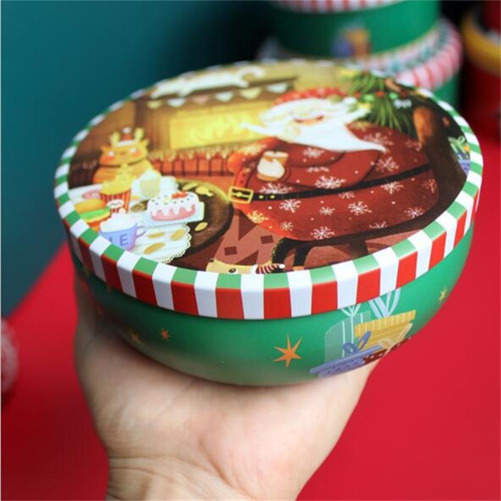 Chookyy Christmas Tin Gift Box Dekorasi Natal Tinplate Kotak Hadiah Wadah Penyimpanan Permen Motif Rusa Kotak Kue Kering