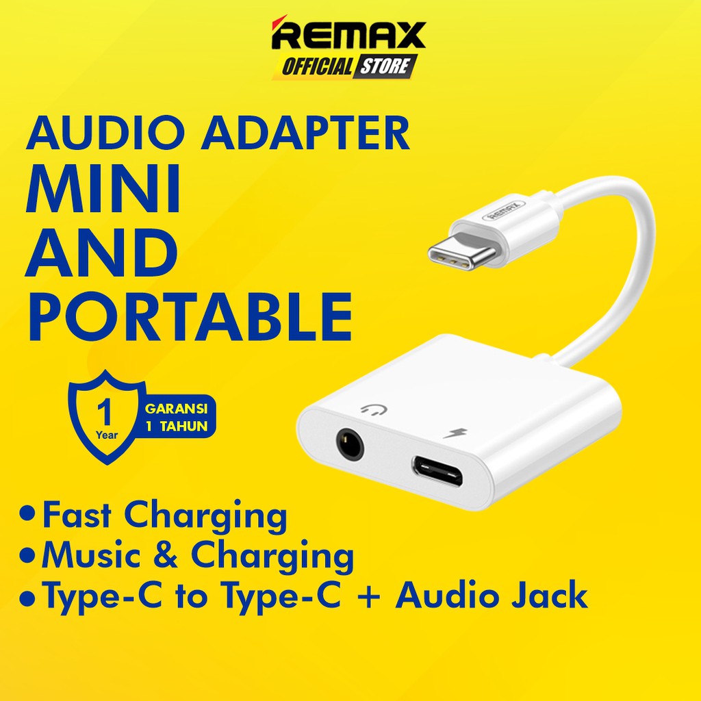 REMAX Audio Adapter Converter USB Type-C to Type-C (Charging) and Jack Aux 3.5mm (Audio) RL-LA11