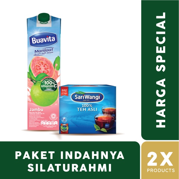 

Paket Indahnya Silaturahmi Sariwangi Teh Celup Asli isi 50 & Buavita Jus Jambu 1000ml