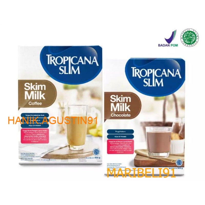 

Tropicana Slim Skim Milk dan High Fiber Milk Coffee dan Chocolate 500gr / Susu Tropicana Slim Non Fat 500gr MB91