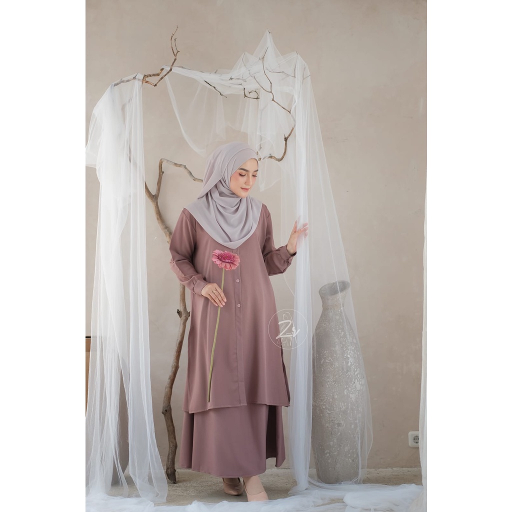 Setelan rok selebgram miza model setelan itycrepe oversize xxl premium busana wanita terbaru ori by ZR gamis malaysia XL XXL