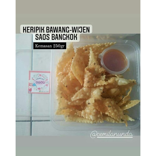 

KERIPIK BAWANG-WIJEN SAOS BANGKOK KEMASAN 250GR (BOX)