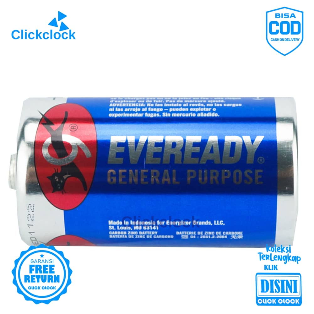 Batu Baterai Jam Dinding Eveready Uk. D Batre Biru Awet Original