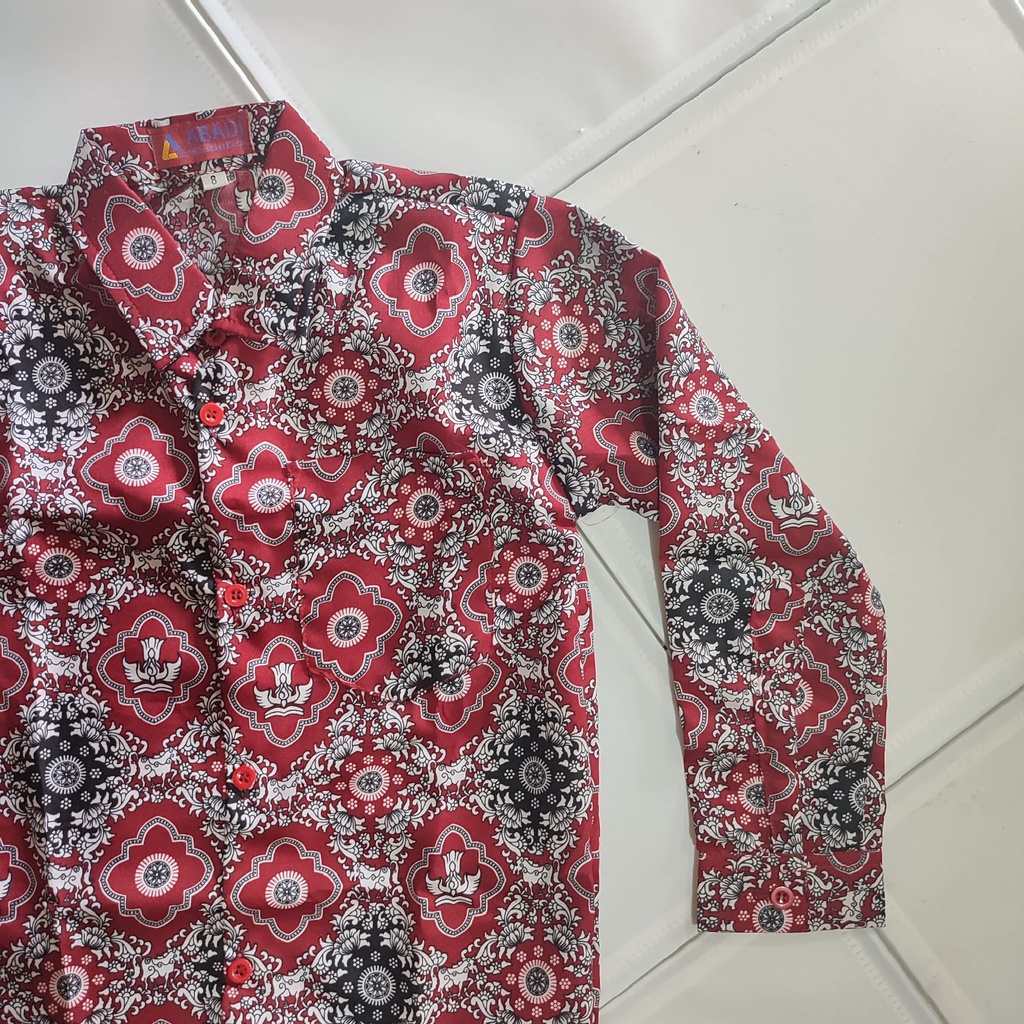 Batik SD merah lengan panjang anak laki-laki dan perempuan ( unisex )