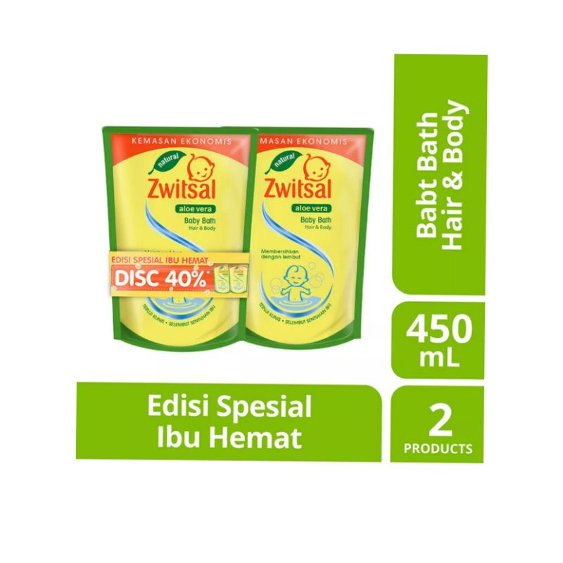 [EDISI IBU HEMAT] ZWITSAL Baby Bath 2in1 Refill 2x450ml