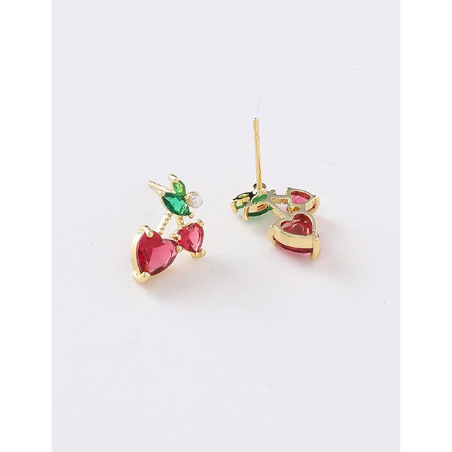 LRC Anting Tusuk Fashion Red 925 Silver Needle Fruit Earrings D55237