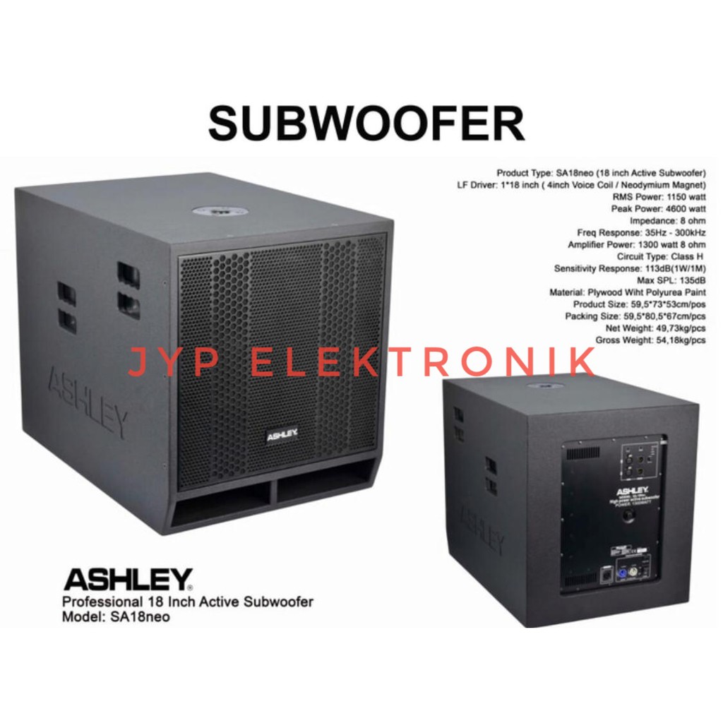 Subwoofer Aktif 18 Inch Ashley Sa18Neo / Sa 18Neo Original