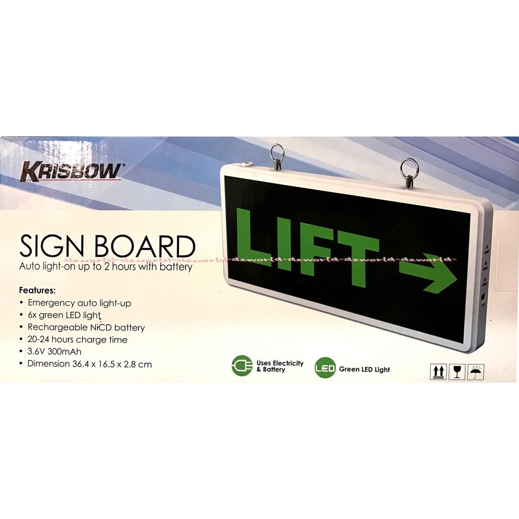 Krisbow Sign Board Green Led Lift Papan Penunjuk Arah Lift Dua Sisi Pakai Lampu Green Light Lif Kris